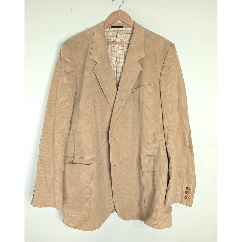 Vintage Corduroy Blazer; Elbow Patches, Leather Buttons, Cotton, Size 46L